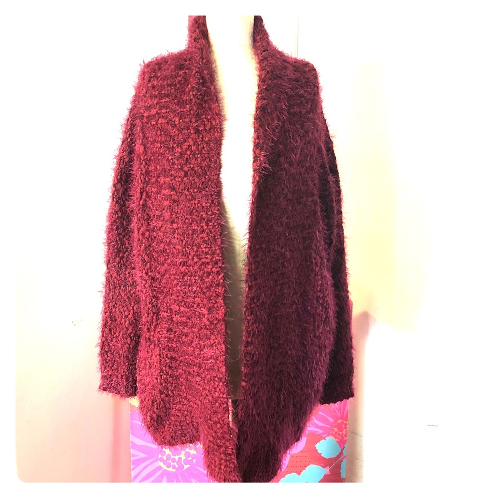 Forever 21 Red Fuzzy Open cardigan size Small